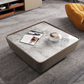 Saddle Leather Stone Top Coffee Table  - Dark Brown - image 0