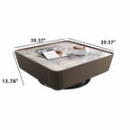 Saddle Leather Stone Top Coffee Table  - image 5