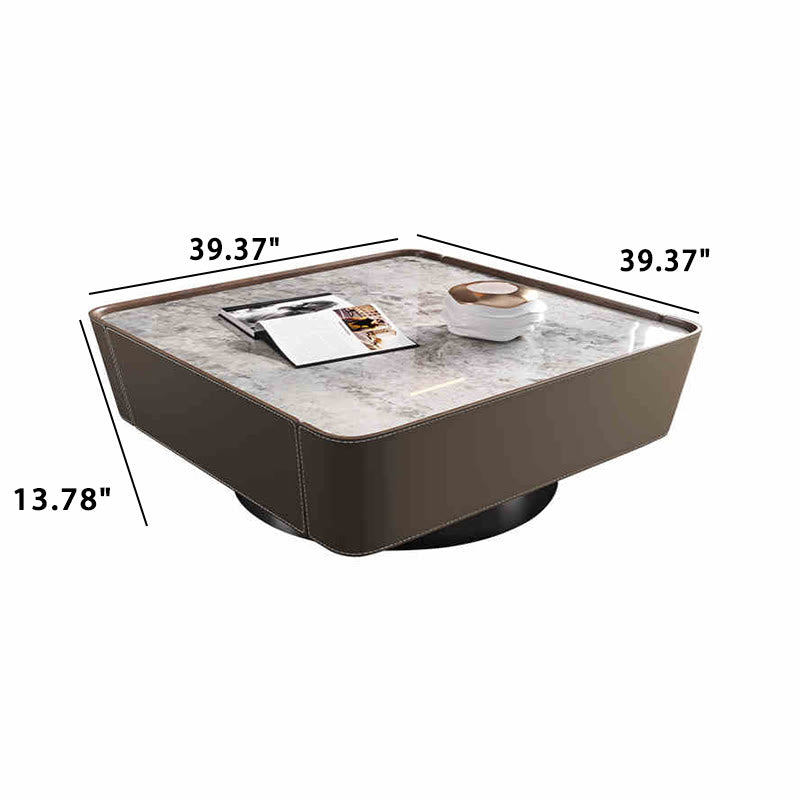 Saddle Leather Stone Top Coffee Table  - image 5