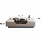 Glass Splicing Table Top Saddle Leather Coffee Table - image 4
