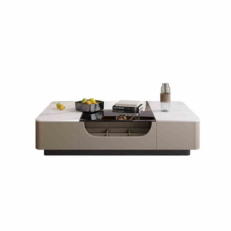 Glass Splicing Table Top Saddle Leather Coffee Table - image 1