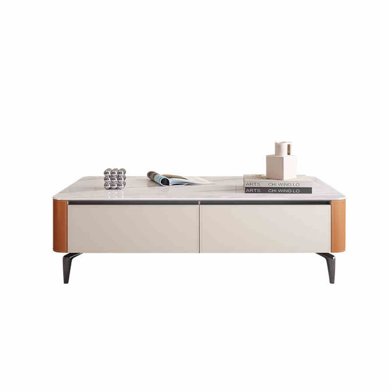 Saddle Leather Solid Wood High Coffee Table - image 1