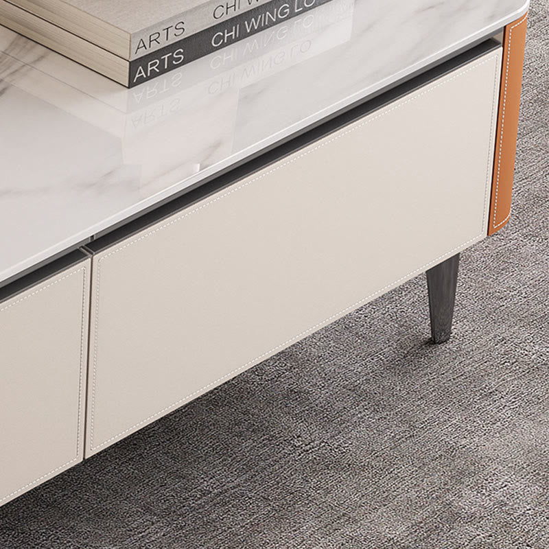 Saddle Leather Solid Wood High Coffee Table - image 8