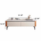 Saddle Leather Solid Wood High Coffee Table - image 9