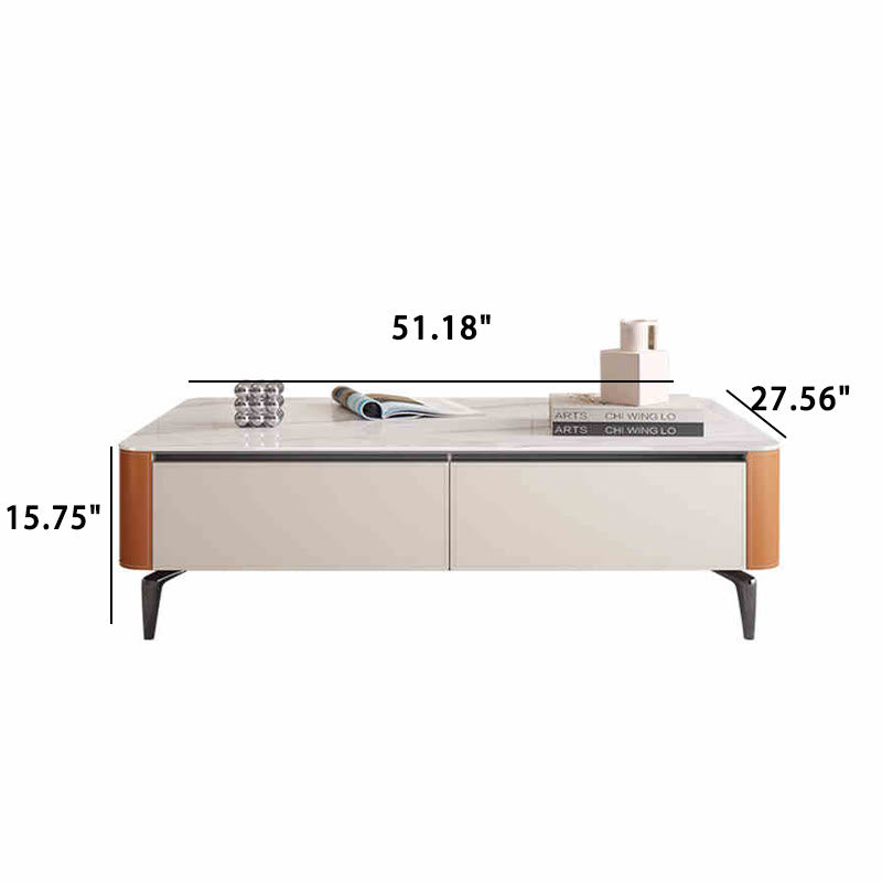 Saddle Leather Solid Wood High Coffee Table - image 9