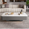 Saddle Leather Coffee Table With Stainless Steel Base - Grey - image 0
