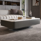 Saddle Leather Coffee Table With Stainless Steel Base - image 4