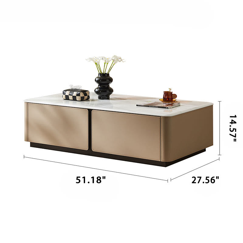 Saddle Leather Coffee Table With Storage