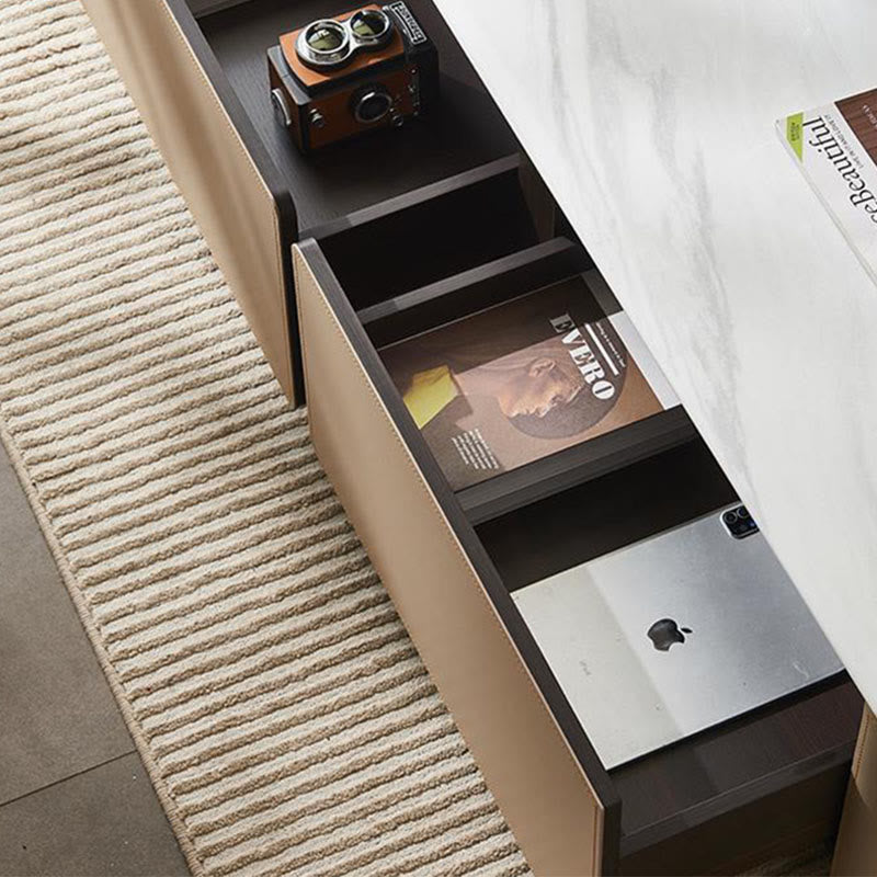 Saddle Leather Coffee Table With Storage