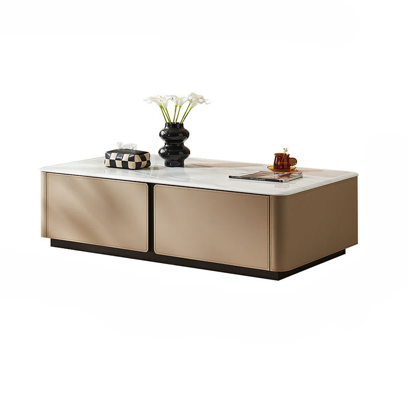 Saddle Leather Coffee Table With Storage