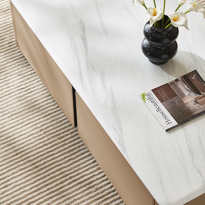 Saddle Leather Coffee Table With Storage