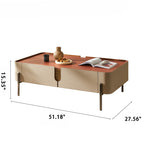 Rounded Corner Saddle Leather Coffee Table - image 8
