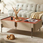 Rounded Corner Saddle Leather Coffee Table - image 3