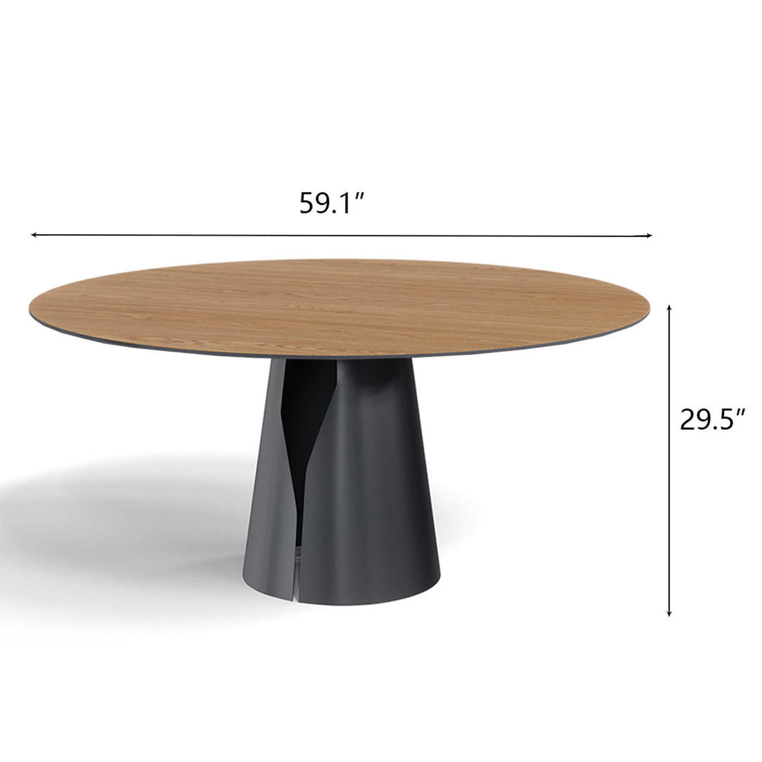 Solid Wood Dining Table With Stable Steel Base