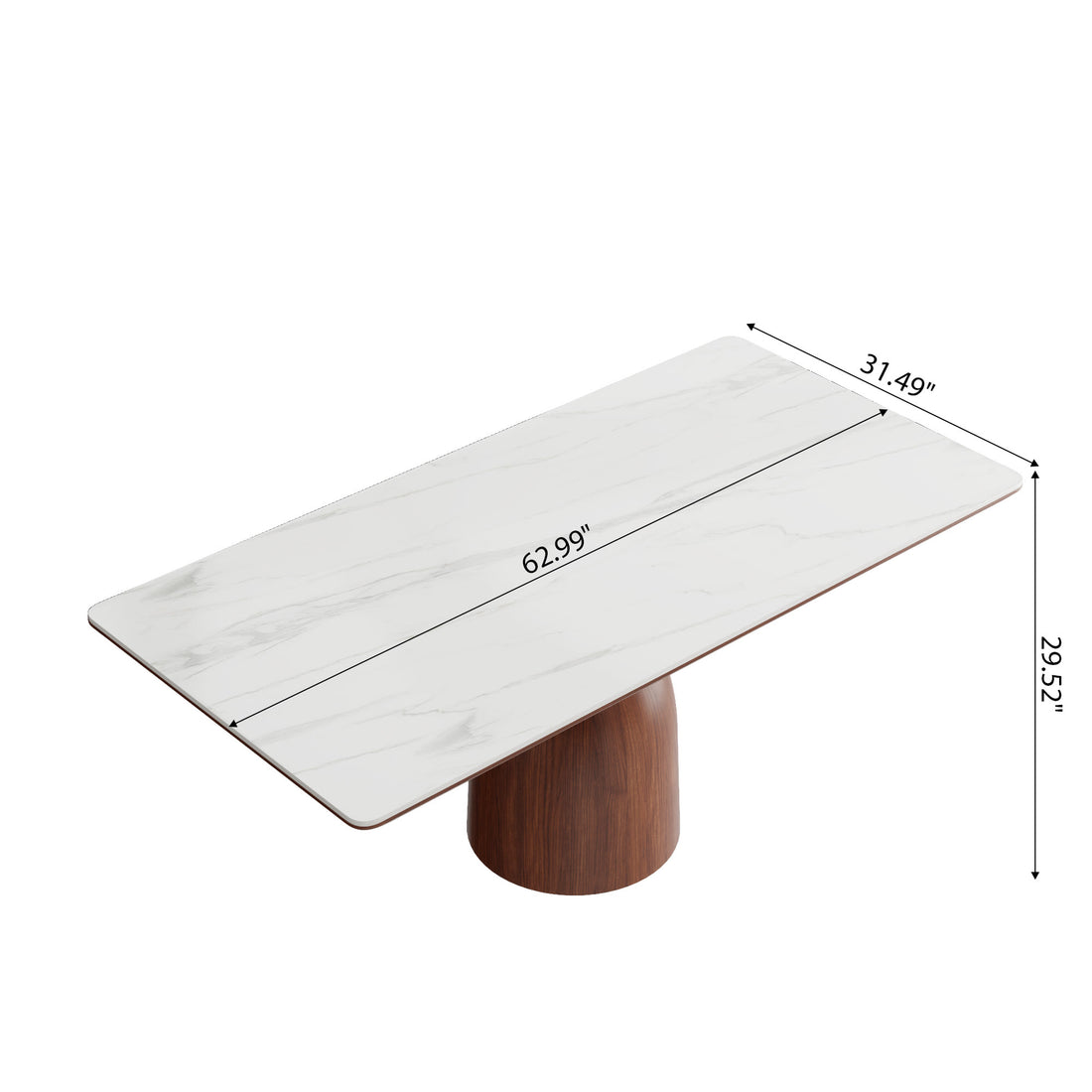 Square Stone Dining Table With Semi-cylindrical Base