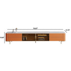 Slate Tabletop Saddle Leather TV Stand With Glass Door - image 8