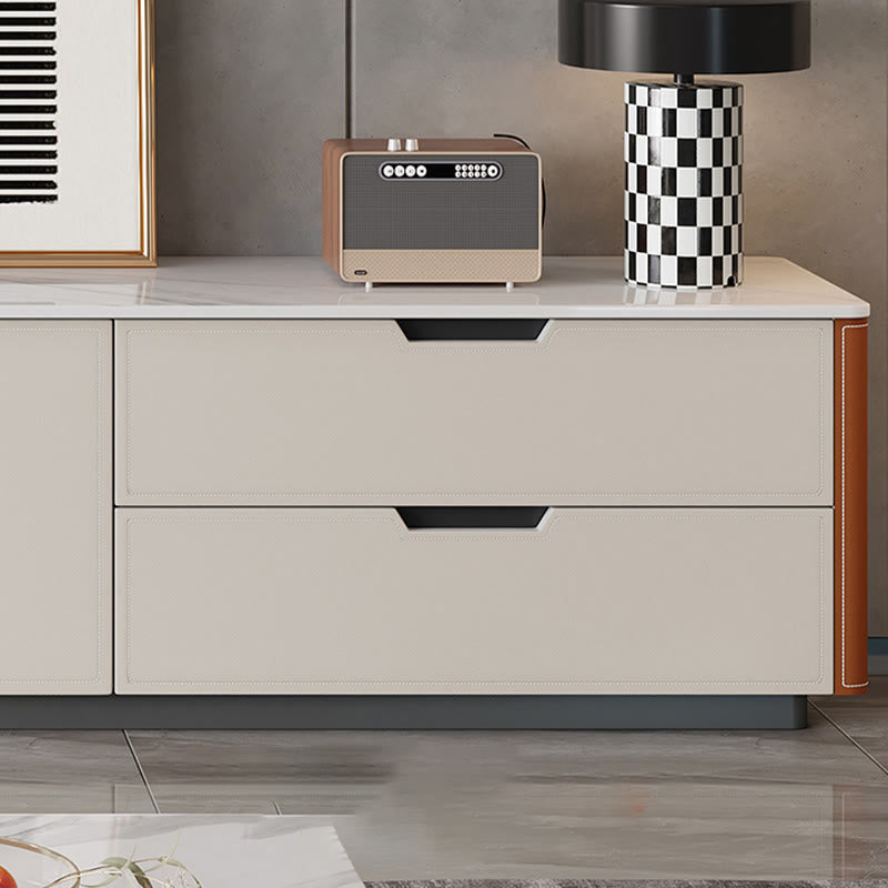 Saddle Leather TV Stand With Drawers - image 4