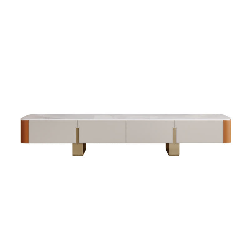 Slate Tabletop Saddle Leather TV Stand - image 1