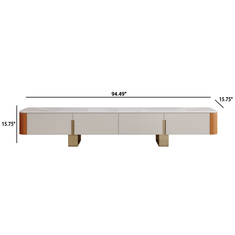 Slate Tabletop Saddle Leather TV Stand - image 6
