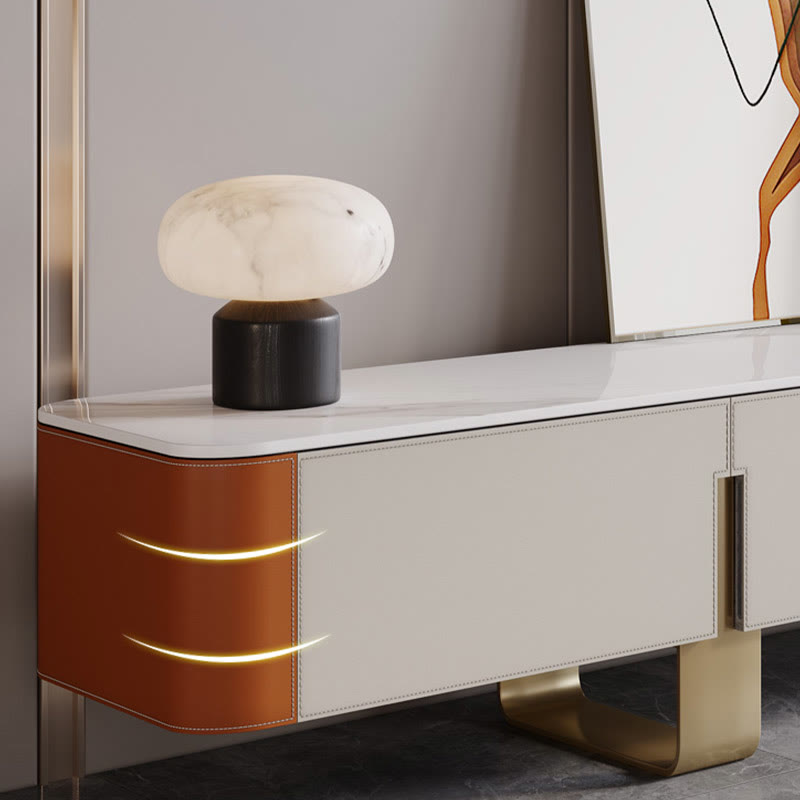 Slate Tabletop Saddle Leather TV Stand - image 5