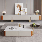 Slate Tabletop Saddle Leather TV Stand - image 2
