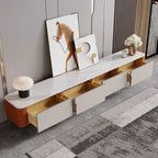 Slate Tabletop Saddle Leather TV Stand - image 3
