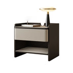Saddle Leather Nightstand With Open Storage - image 1