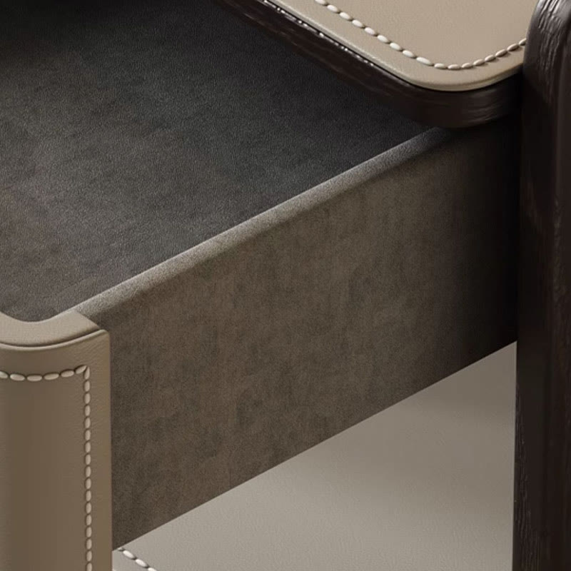 Saddle Leather Nightstand With Open Storage - image 5