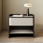 Saddle Leather Nightstand With Open Storage - image 0