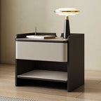 Saddle Leather Nightstand With Open Storage - image 3
