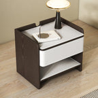 Saddle Leather Nightstand With Open Storage - 2xBeige - image 7