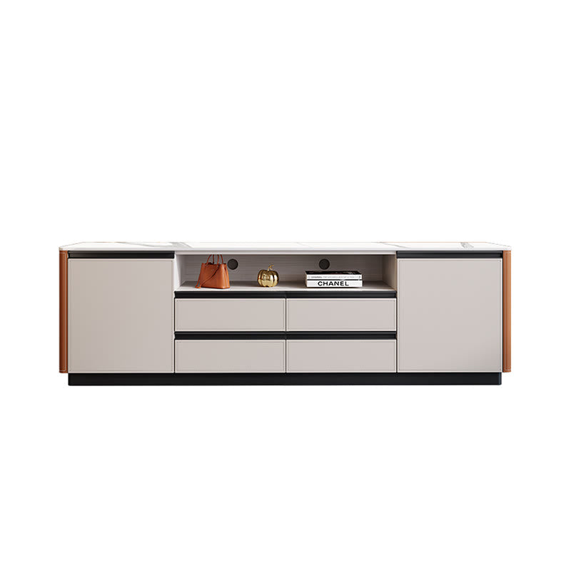 Open Storage Saddle Leather TV Stand