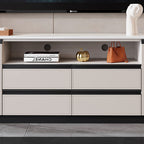 Open Storage Saddle Leather TV Stand - image 6