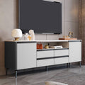 Open Storage Saddle Leather TV Stand - Dark Gray+Light Gray - image 0