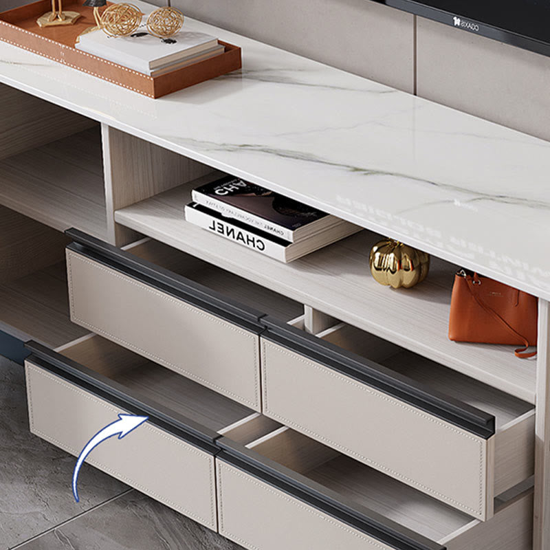 Open Storage Saddle Leather TV Stand - image 7