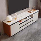 Open Storage Saddle Leather TV Stand - image 4