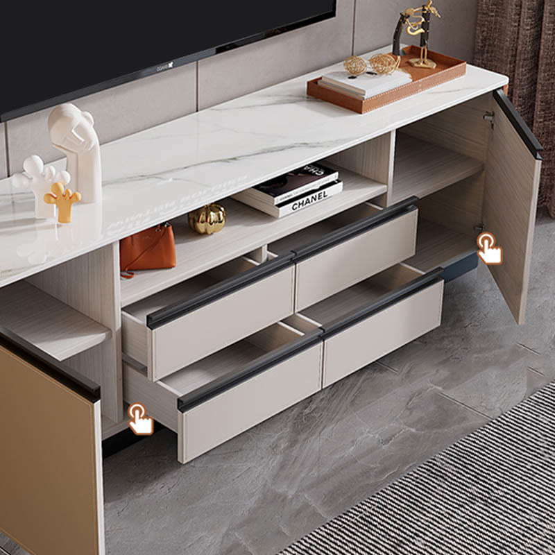Open Storage Saddle Leather TV Stand - image 9