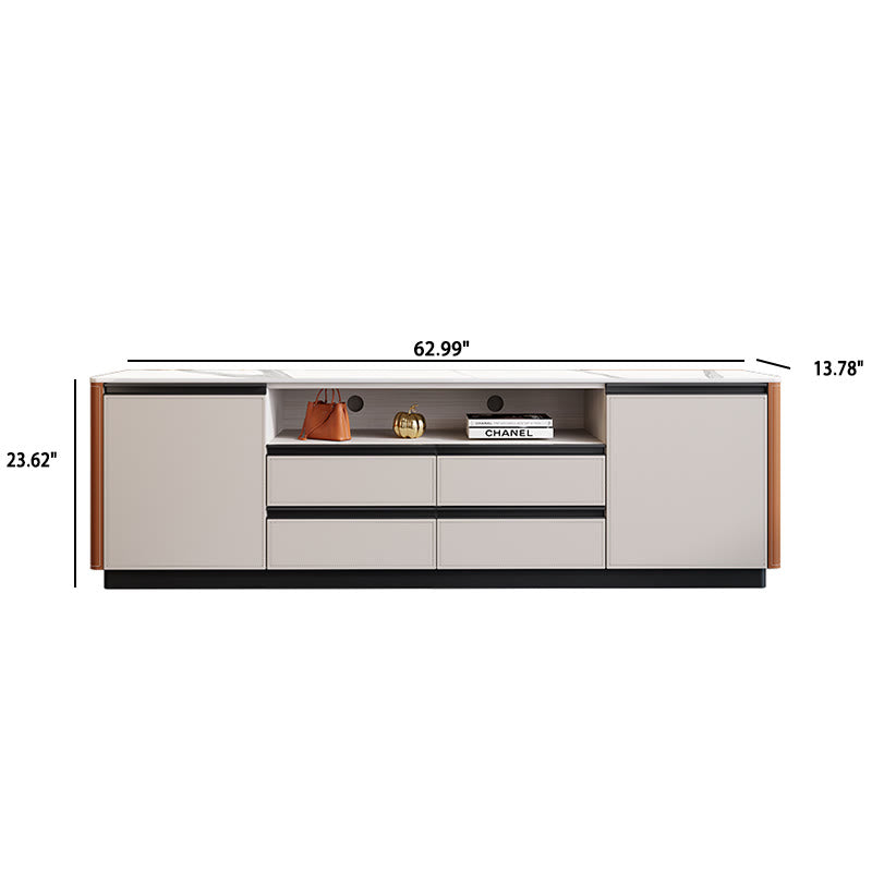 Open Storage Saddle Leather TV Stand