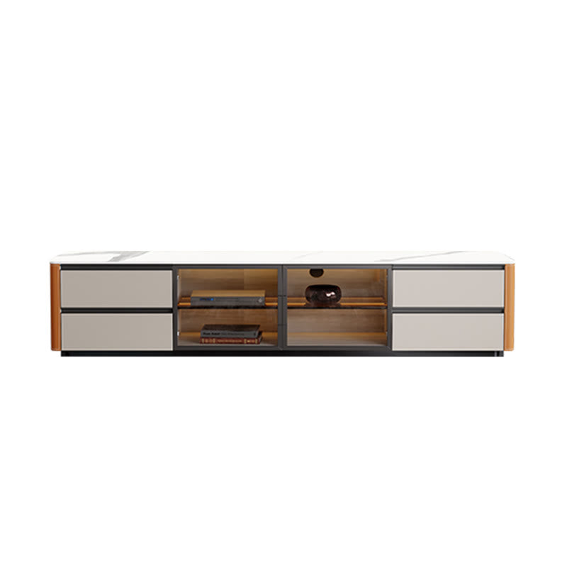 Large Storage Saddle Leather TV Stand