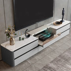 Flip-top Laser Saddle Leather TV Stand - Dark Gray+Light Gray - image 8