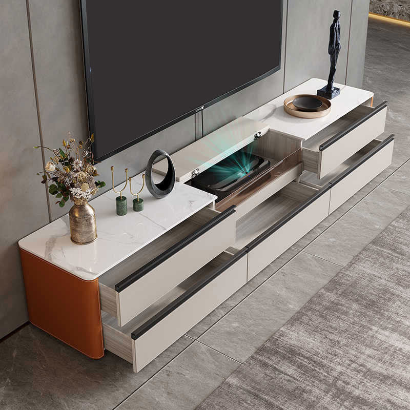 Flip-top Laser Saddle Leather TV Stand