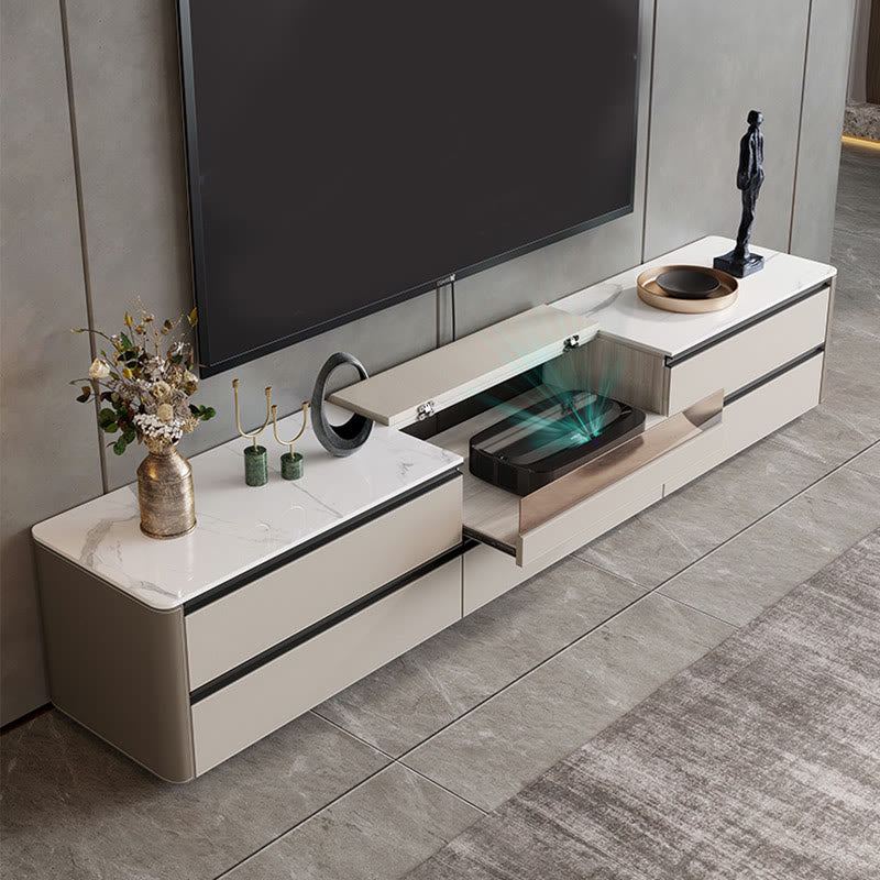 Flip-top Laser Saddle Leather TV Stand - Dark Khaki+Light Khaki - image 9