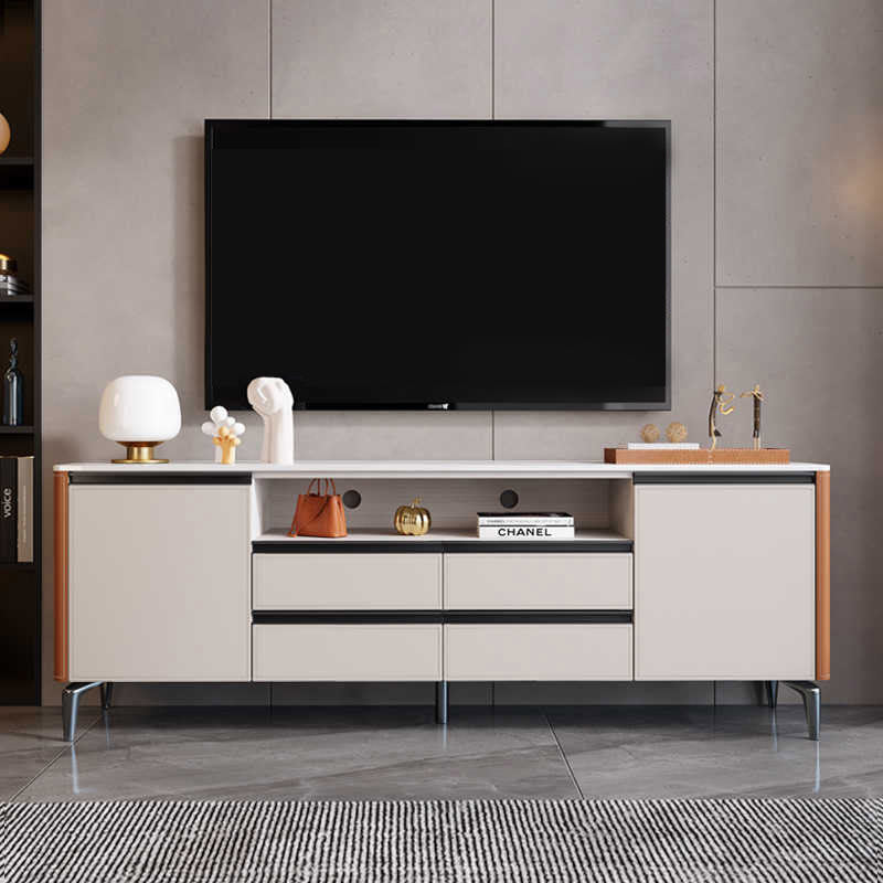 Saddle Leather TV Stand With High Legs