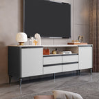 Saddle Leather TV Stand With High Legs - Dark Gray+Light Gray - image 9