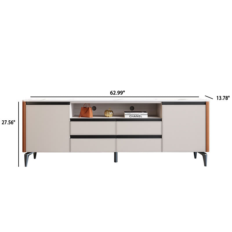 Saddle Leather TV Stand With High Legs