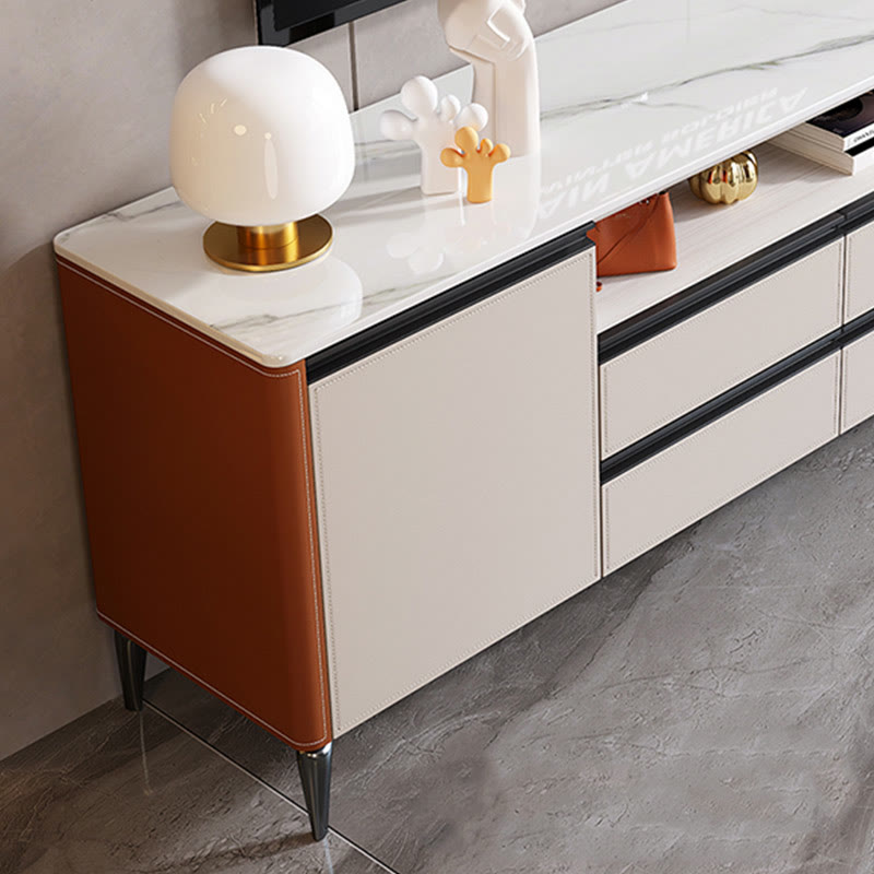 Saddle Leather TV Stand With High Legs - image 5
