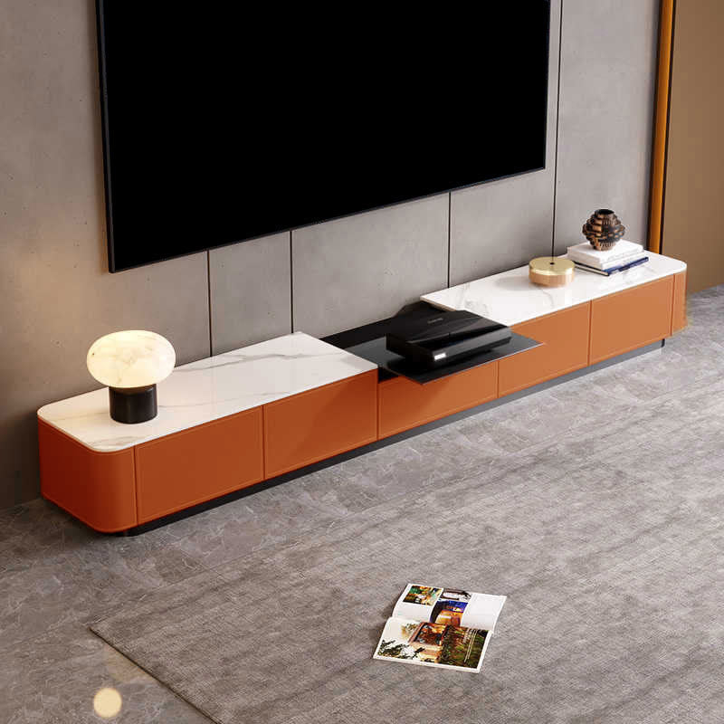 Electric Projection Saddle Leather TV Stand - Orange - image 8