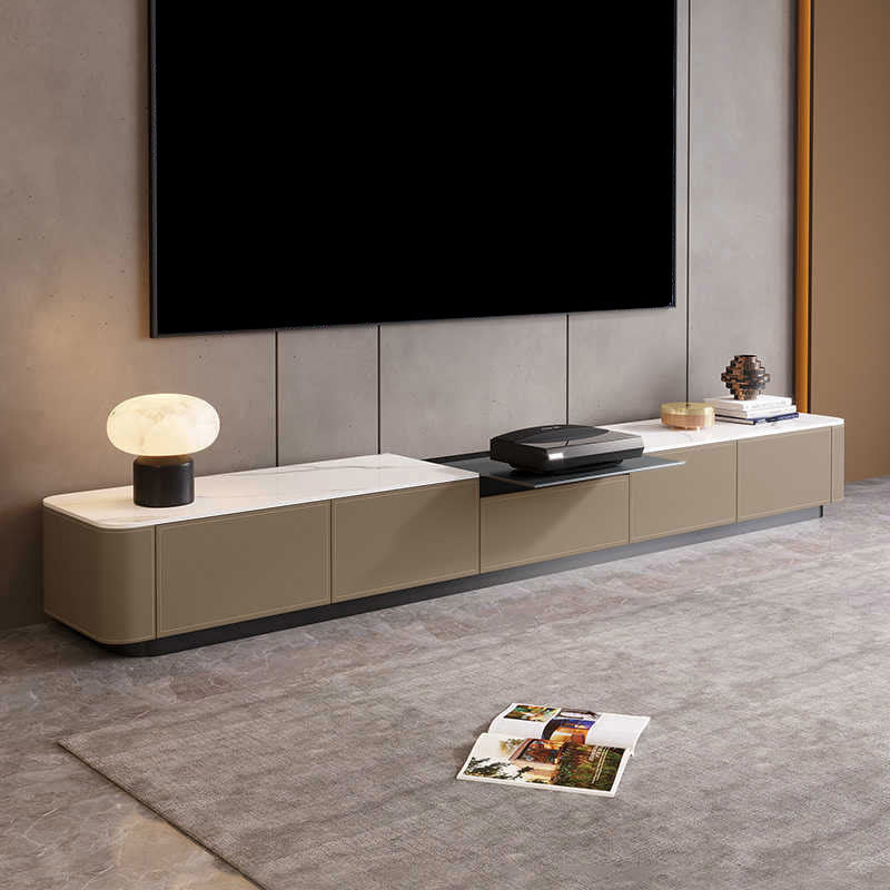 Electric Projection Saddle Leather TV Stand - Light Brown - image 0