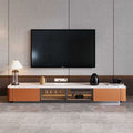Saddle Leather Extended Tv Stand - Orange - image 0