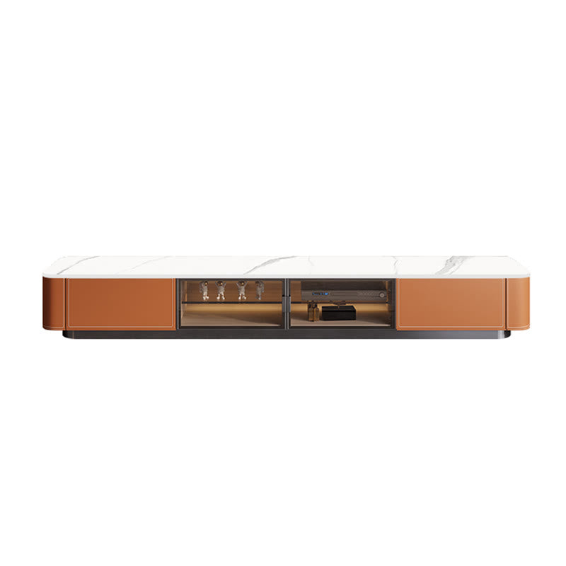 Saddle Leather Extended Tv Stand - image 1